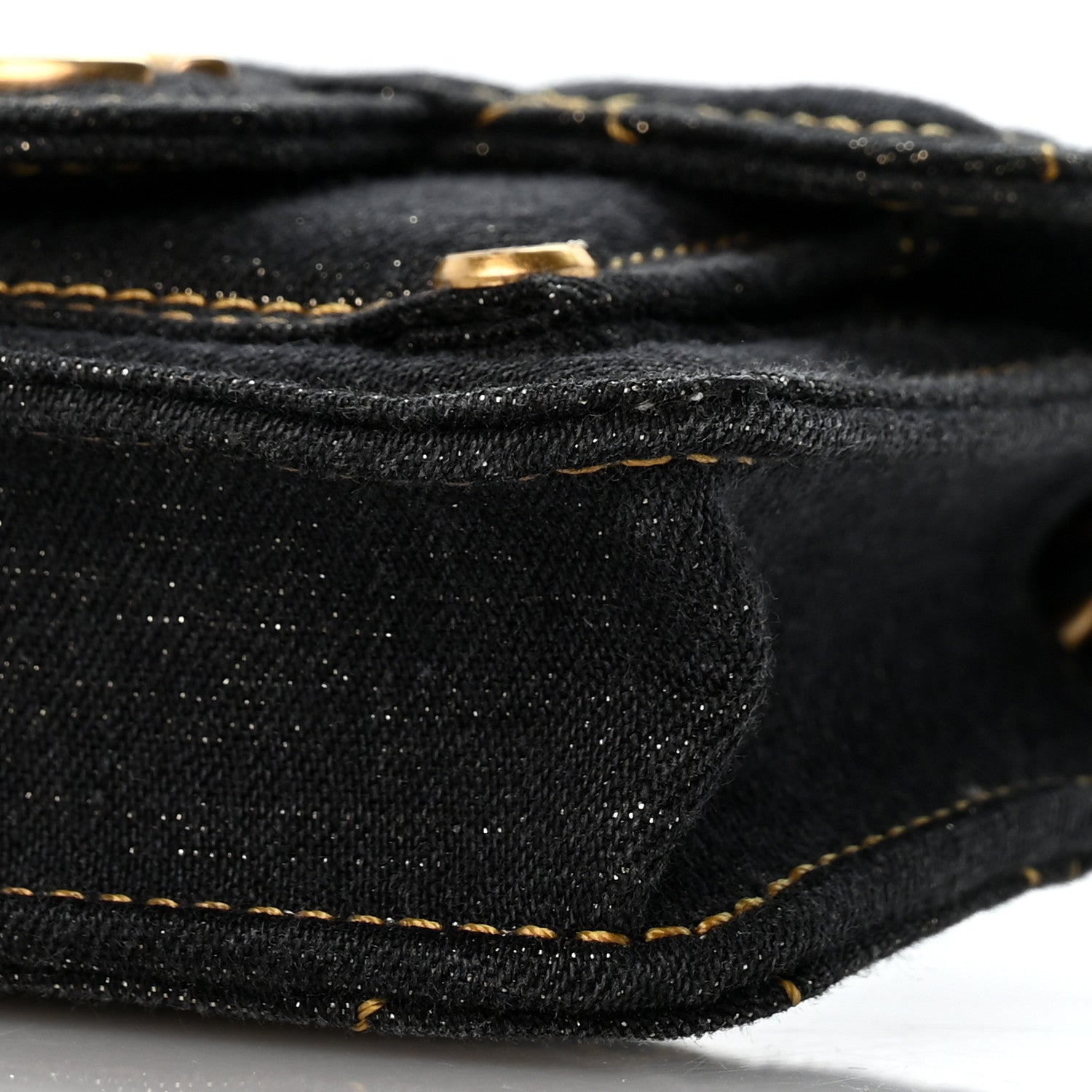 Chanel Denim Quilted Double You Mini Flap Black Golden 10 of 11