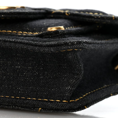 Chanel Denim Quilted Double You Mini Flap Black Golden 10 of 11