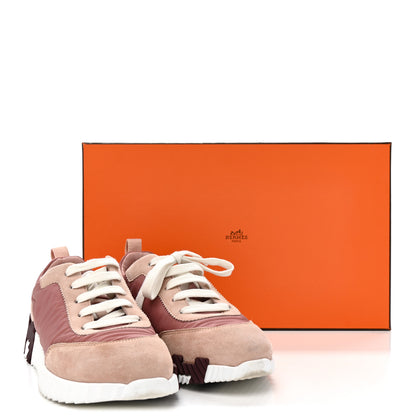 Hermes Parachute Fabric Suede Goatskin Bouncing Sneakers  Rose Rose Opaline 11 of 11