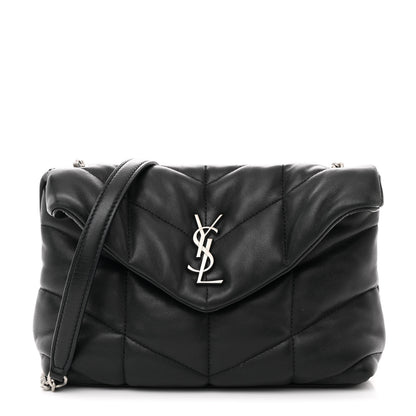 Saint Laurent Lambskin Quilted Toy Loulou Puffer Monogram Chain Satchel Black 1 of 11