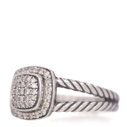 David Yurman Sterling Silver Diamond 7mm Petite Albion Pave Ring 55 7.25 3 of 6