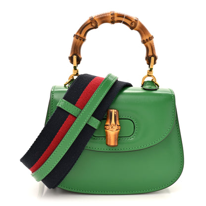 Gucci Boarded Dyana Lux Calfskin Mini Bamboo 1947 Top Handle Bag Spring Green 1 of 10