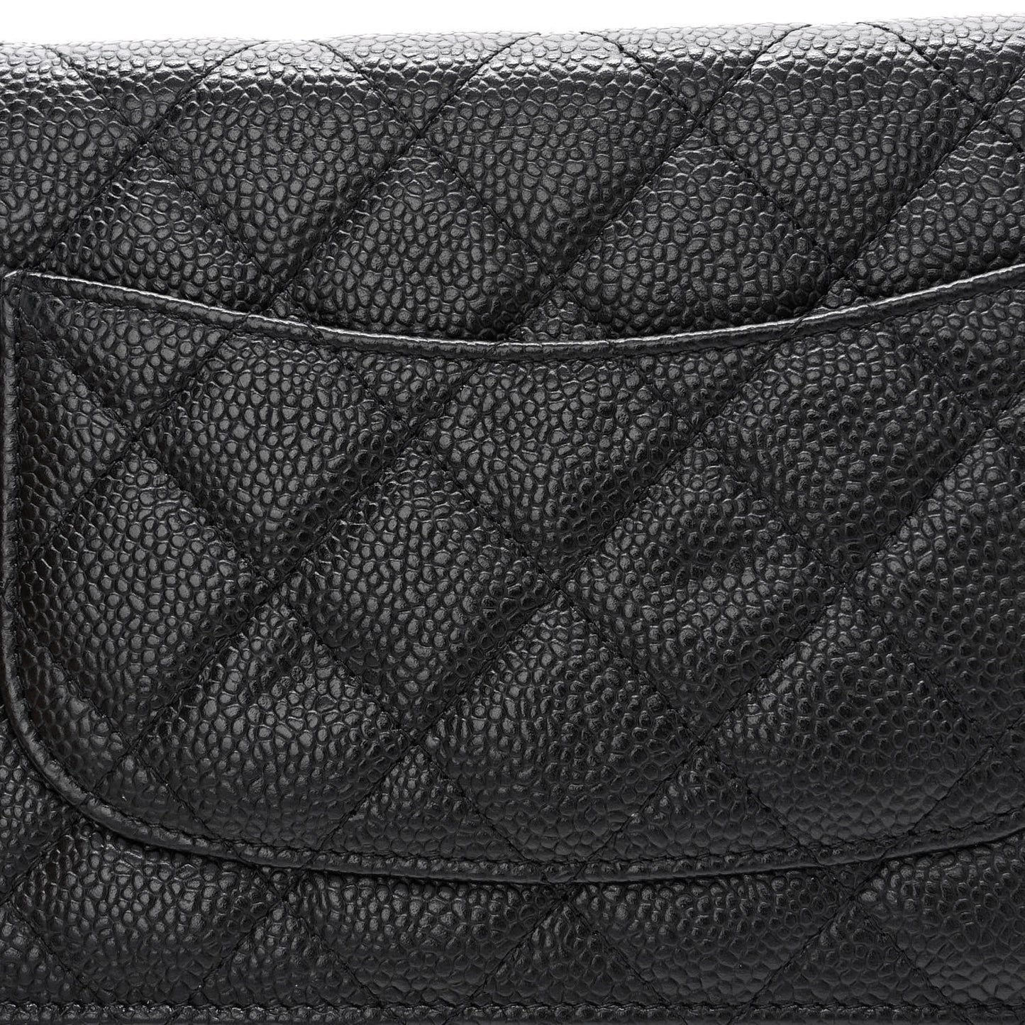 Caviar Quilted Wallet on Chain WOC Black