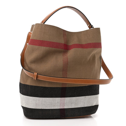 Burberry Canvas Mega Check Medium Ashby Hobo Saddle Brown 3 of 11