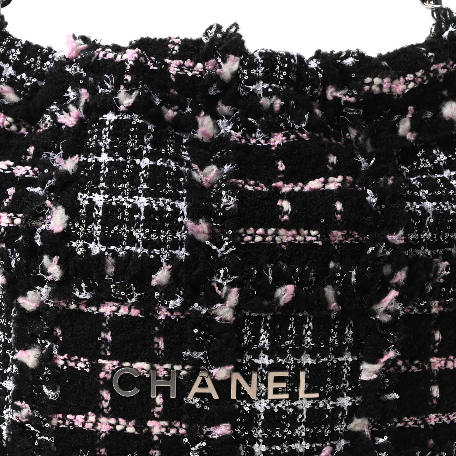 Chanel Tweed Patchwork Quilted Small Chanel 22 Black Pink White 9 of 11