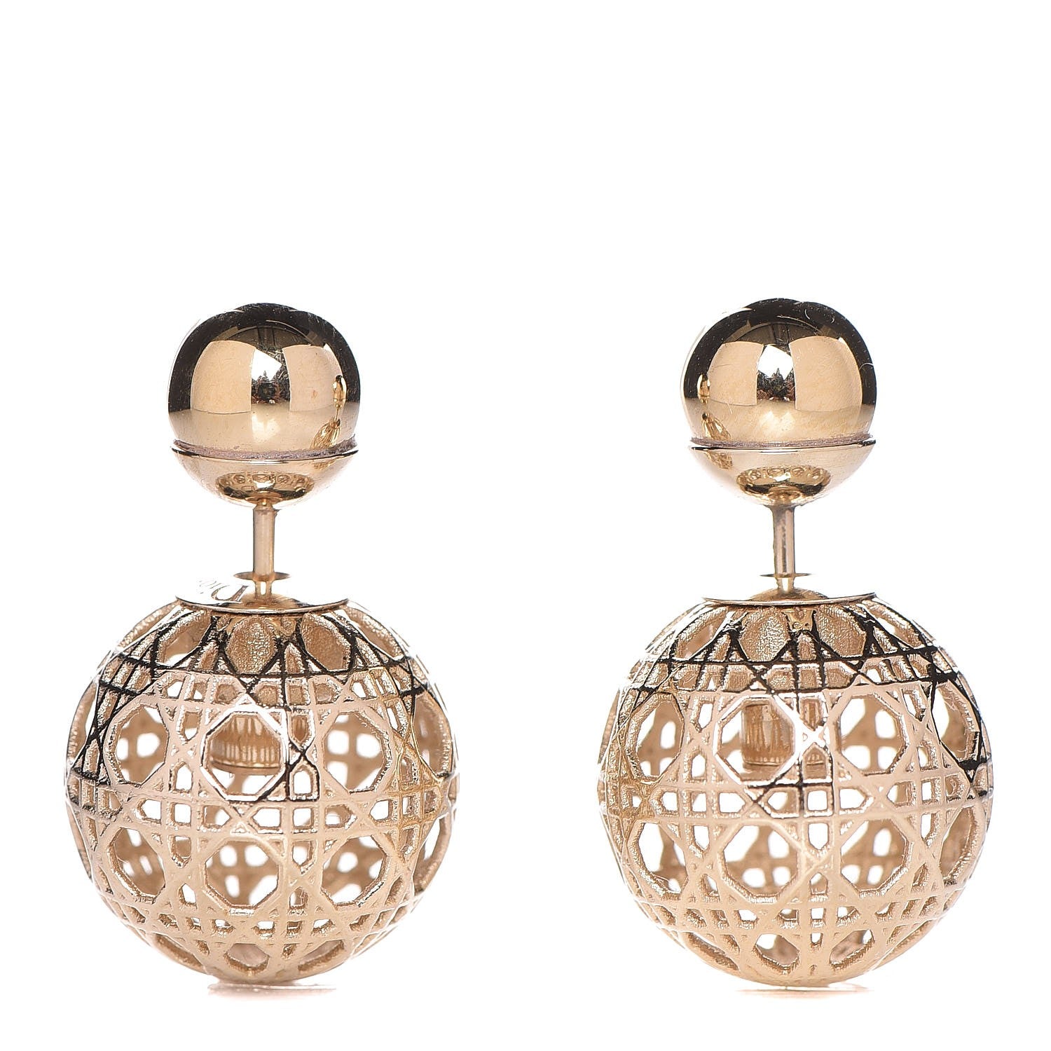 Christian Dior Cannage Mise En Dior Tribal Earrings Gold 1 of 5