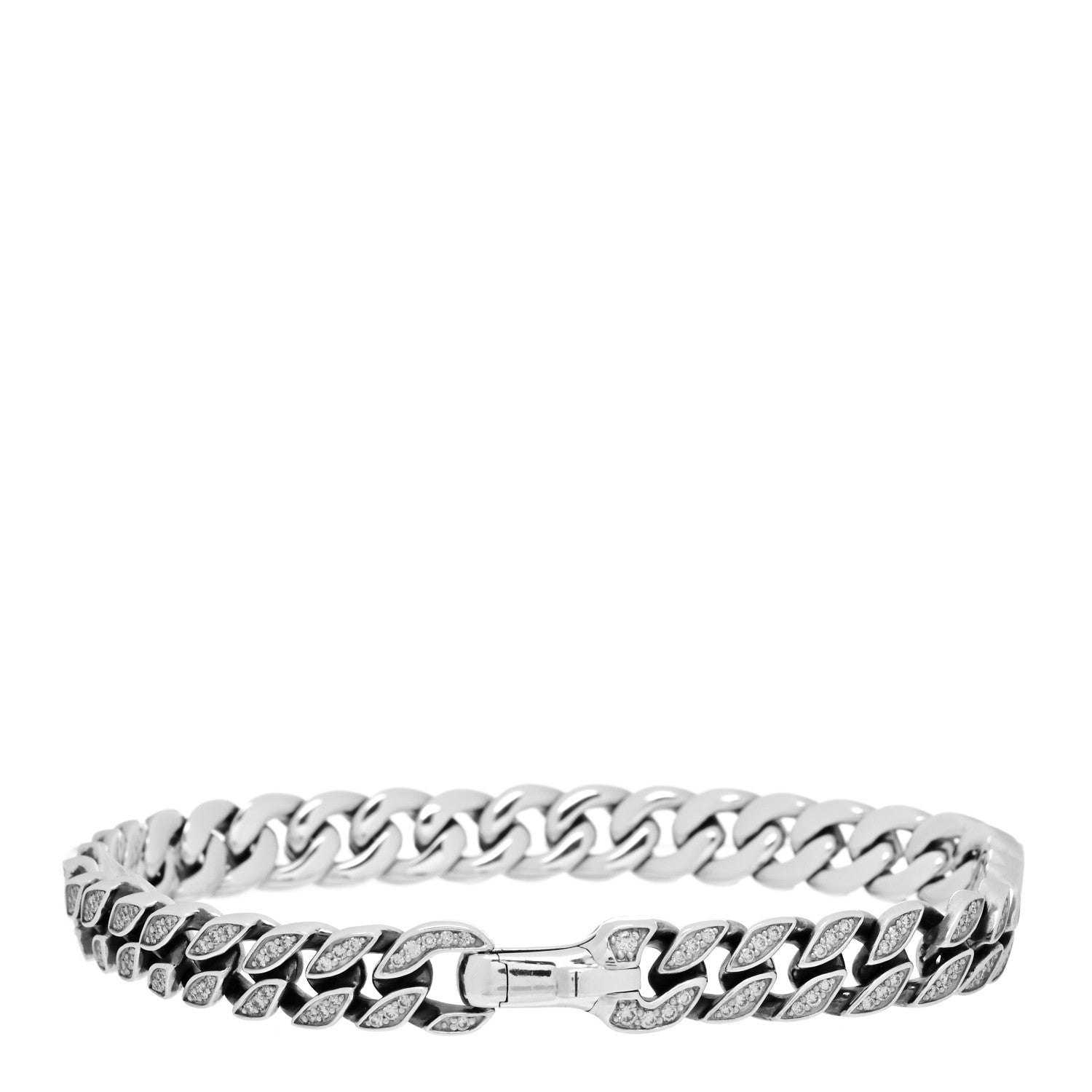 David Yurman Sterling Silver Diamond Curb Chain Bracelet 2 of 4
