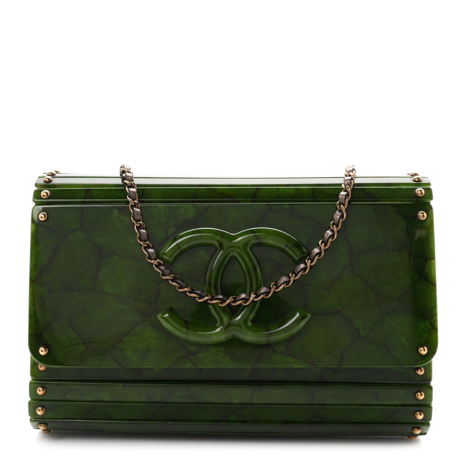 Chanel Plexiglass Jade Paris Shanghai CC Clutch Green 1 of 9