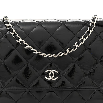 Chanel Patent Quilted Wallet On Chain WOC Black 8 of 12