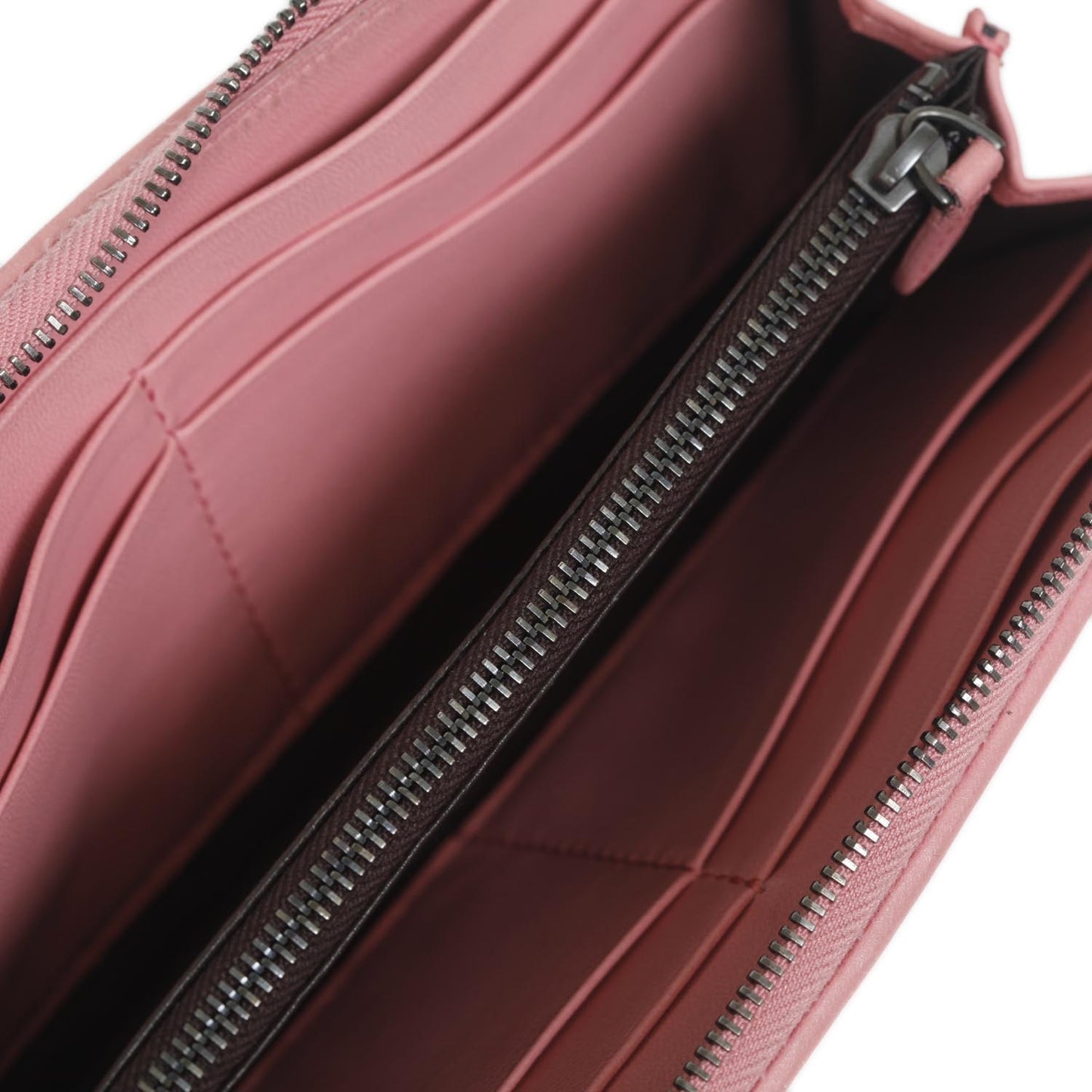 Nappa Intrecciato Zip Around Wallet Petal Pink