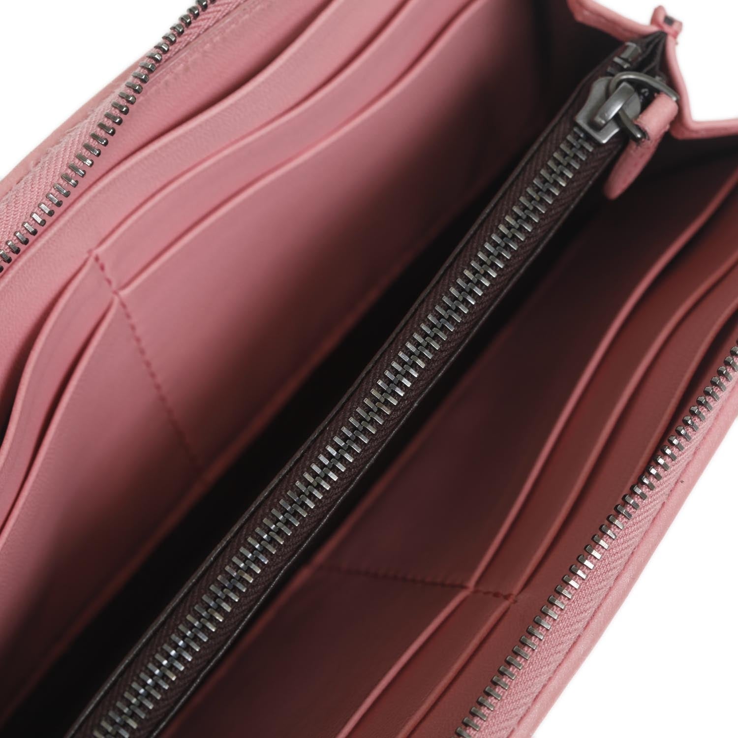 Bottega Veneta Nappa Intrecciato Zip Around Wallet Petal Pink 7 of 11