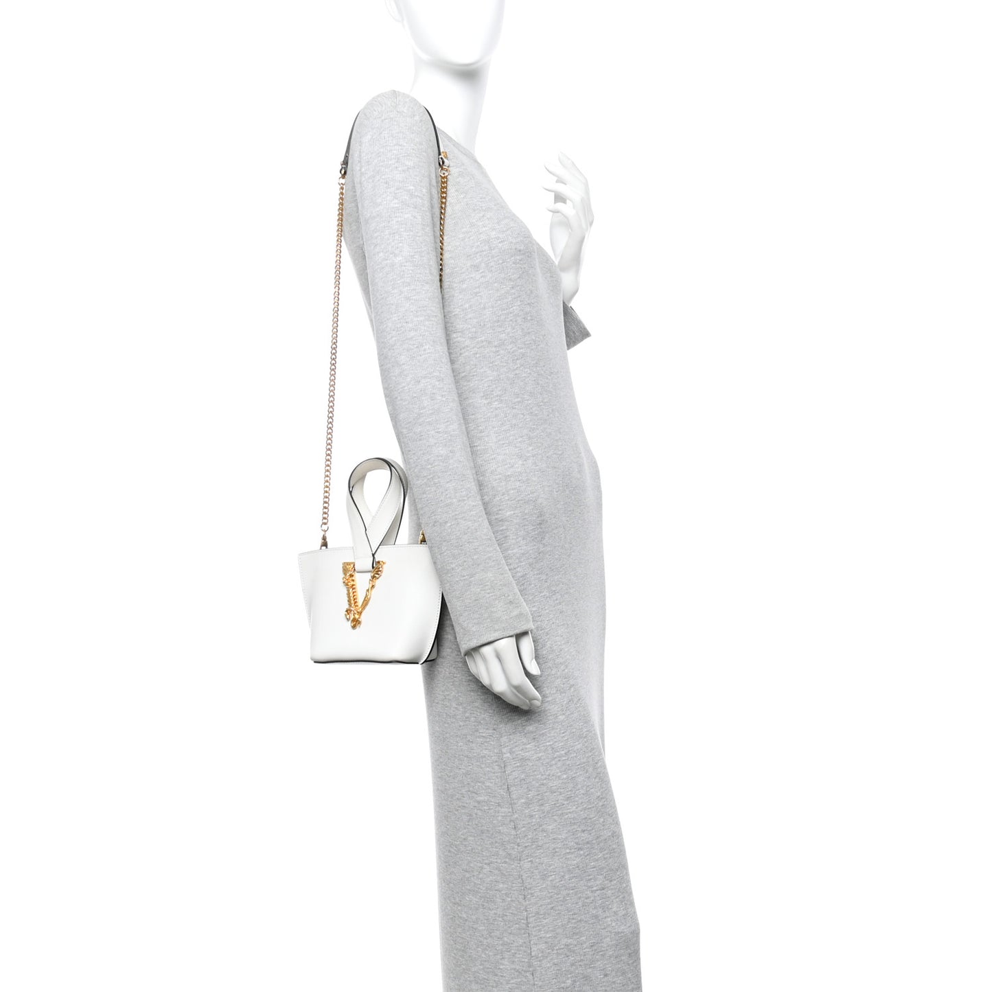 Vitello Mini Virtus Bucket Bag White