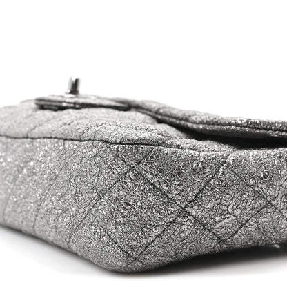 Chanel Metallic Crackled Calfskin Quilted East West Flap Dark Silver 10 of 10