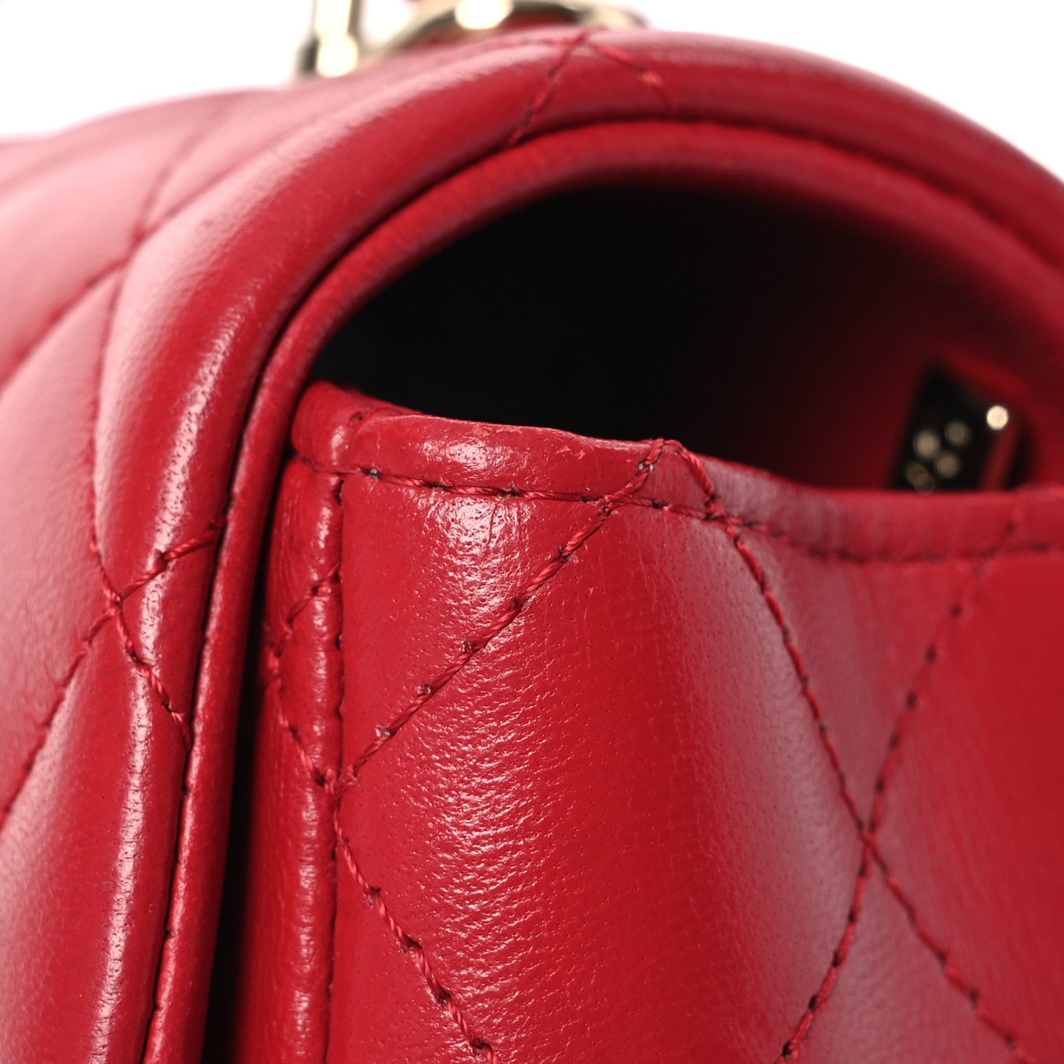 Chanel Lambskin Quilted Mini Top Handle Rectangular Flap Red 14 of 16