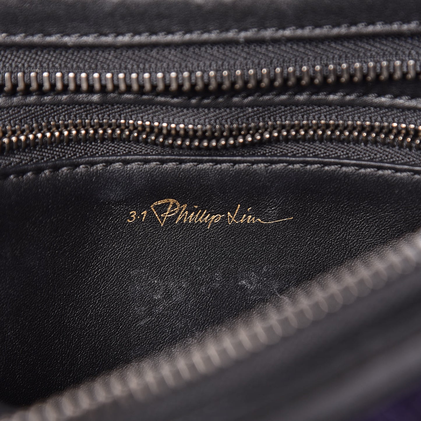3.1 Goat Fur Calfskin Ryder Satchel Purple Black