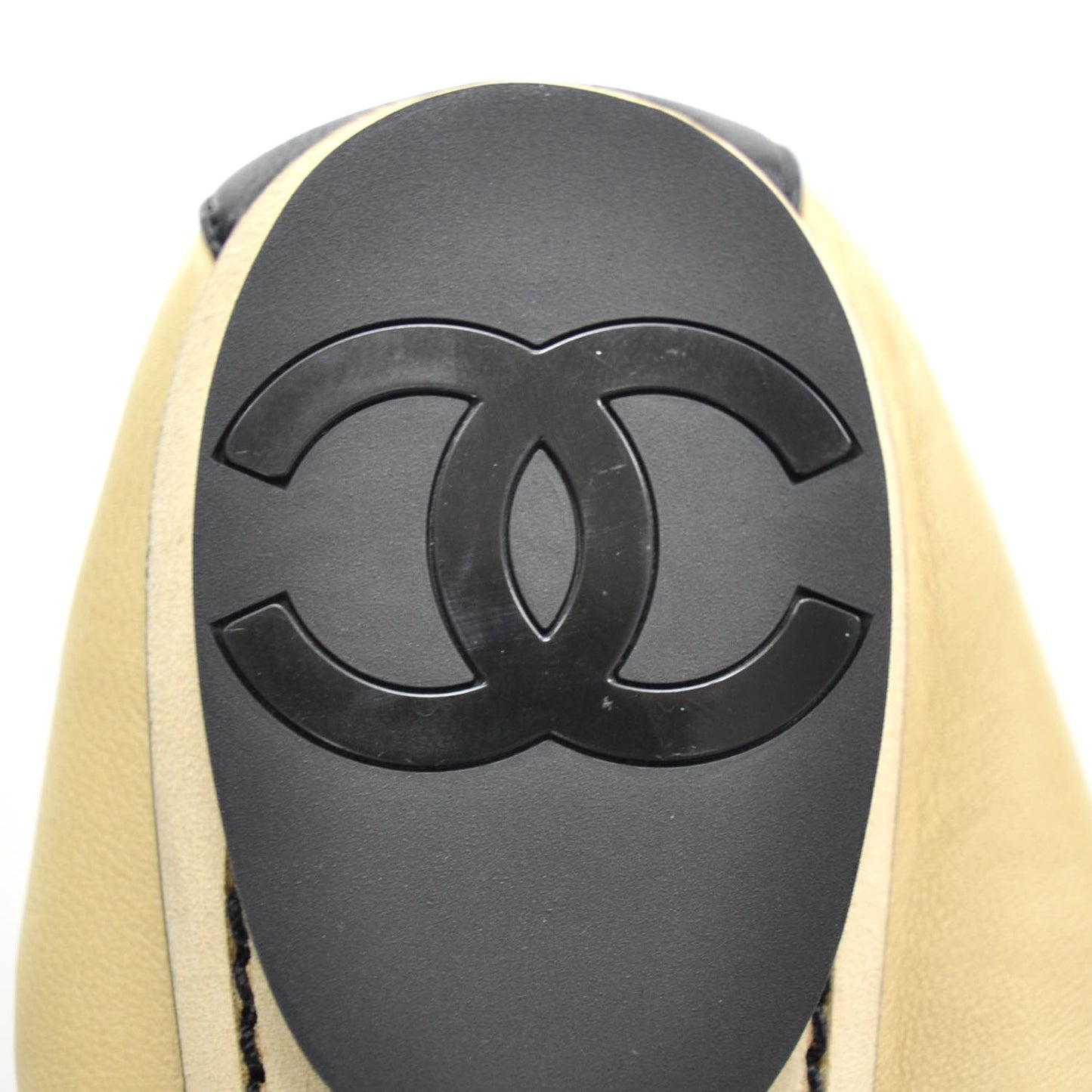 Lambskin Elastic CC Ballet Flats 37 Black Beige