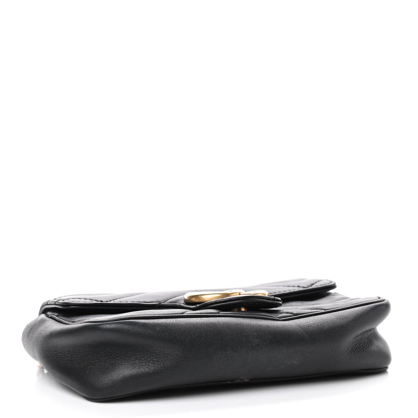 Calfskin Matelasse Super Mini GG Marmont Shoulder Bag Black
