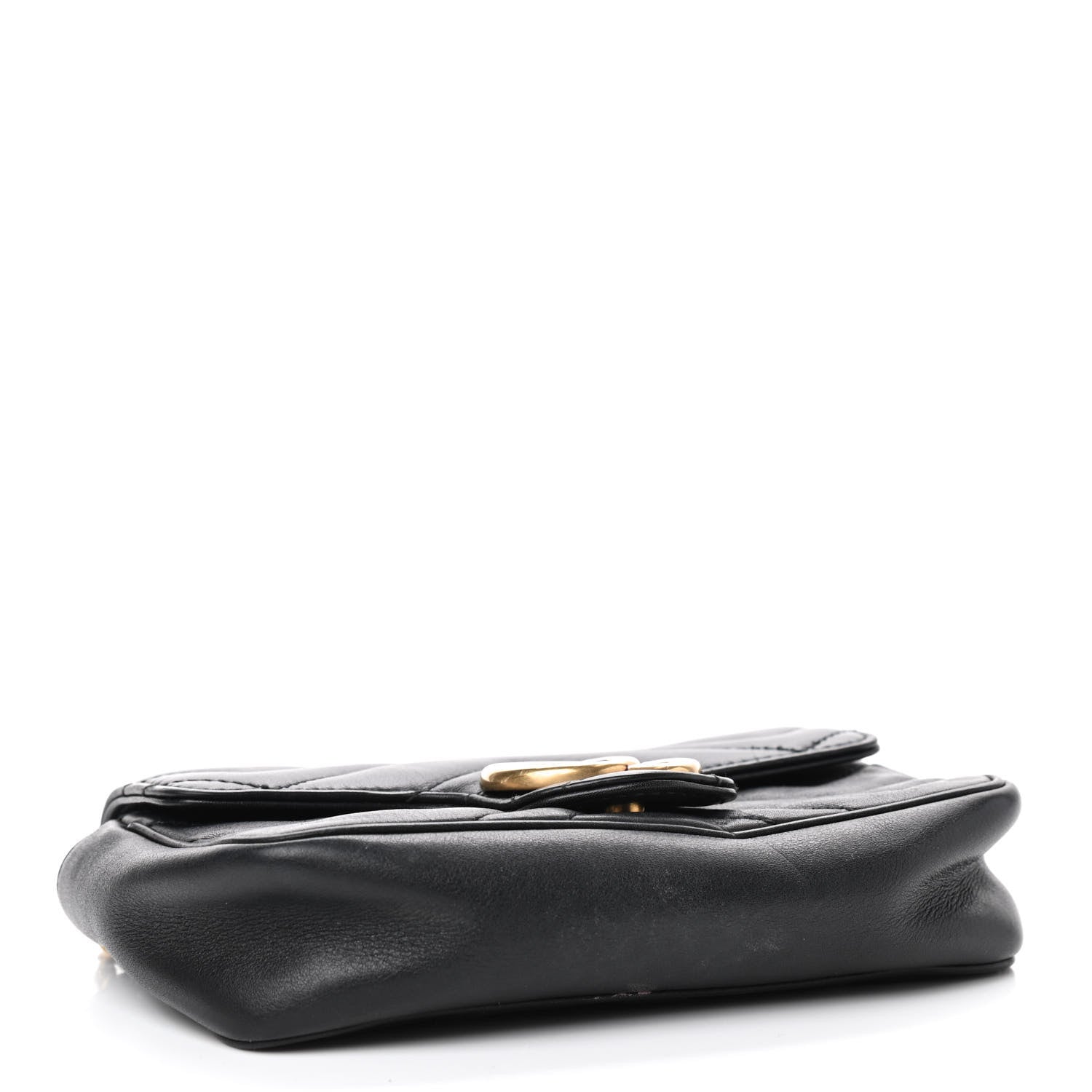 Gucci Calfskin Matelasse Super Mini GG Marmont Shoulder Bag Black 4 of 11