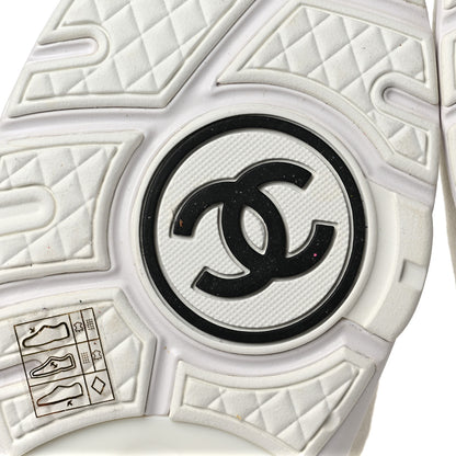 Chanel Suede Calfskin Fabric CC Sneakers 39 White 6 of 9