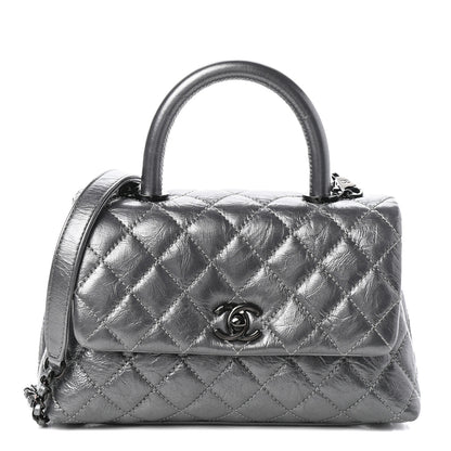 Chanel Aged Calfskin Quilted Mini Coco Handle Flap Charcoal 1 of 9