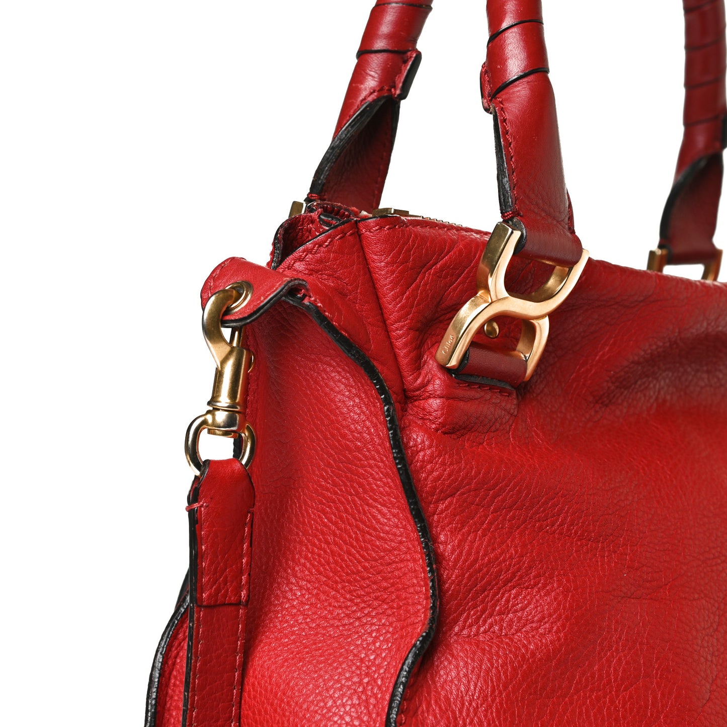 Calfskin Medium Marcie Satchel Peony Red