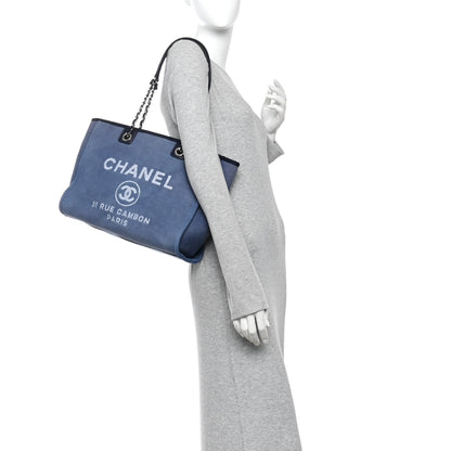 Chanel Canvas Small Deauville Tote Blue 2 of 12