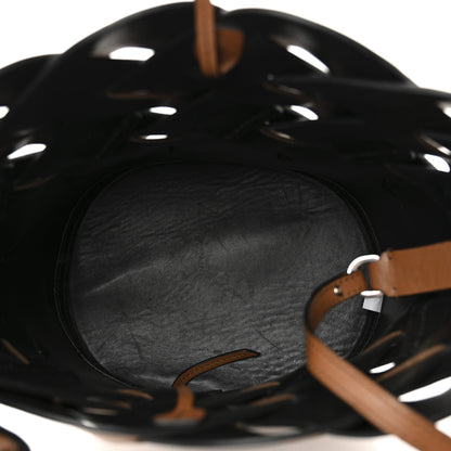 Prada Vitello Intreccio Tress Bucket Bag Cognac Black 6 of 14