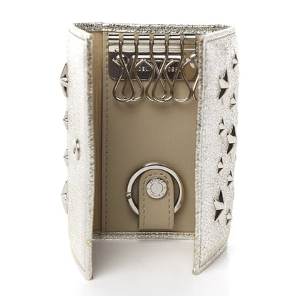 Jimmy Choo Metallic Calfskin Neptune Star Studded Key Case Champagne 4 of 7