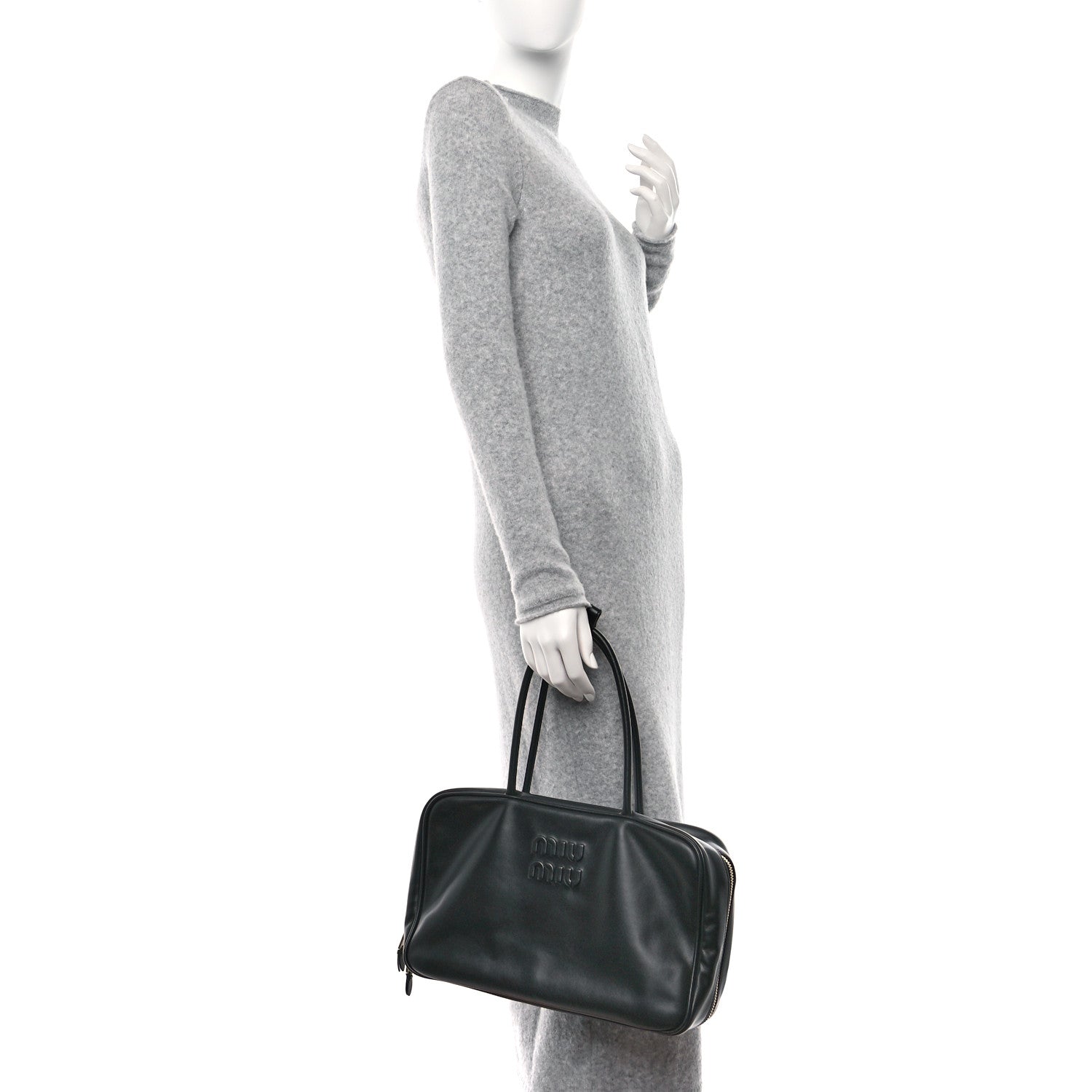 Miu Miu Soft Calf Softy Beau Top Handle Bag Black 3 of 9