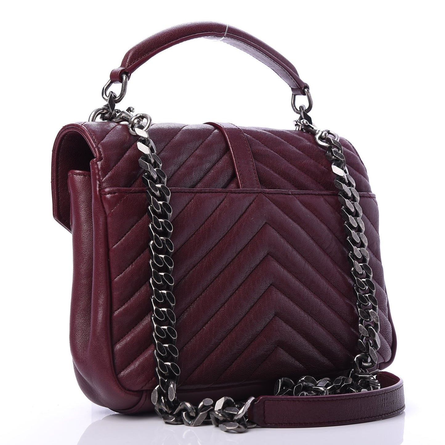 Sheepskin Matelasse Chevron Monogram Medium College Bag Amaranto