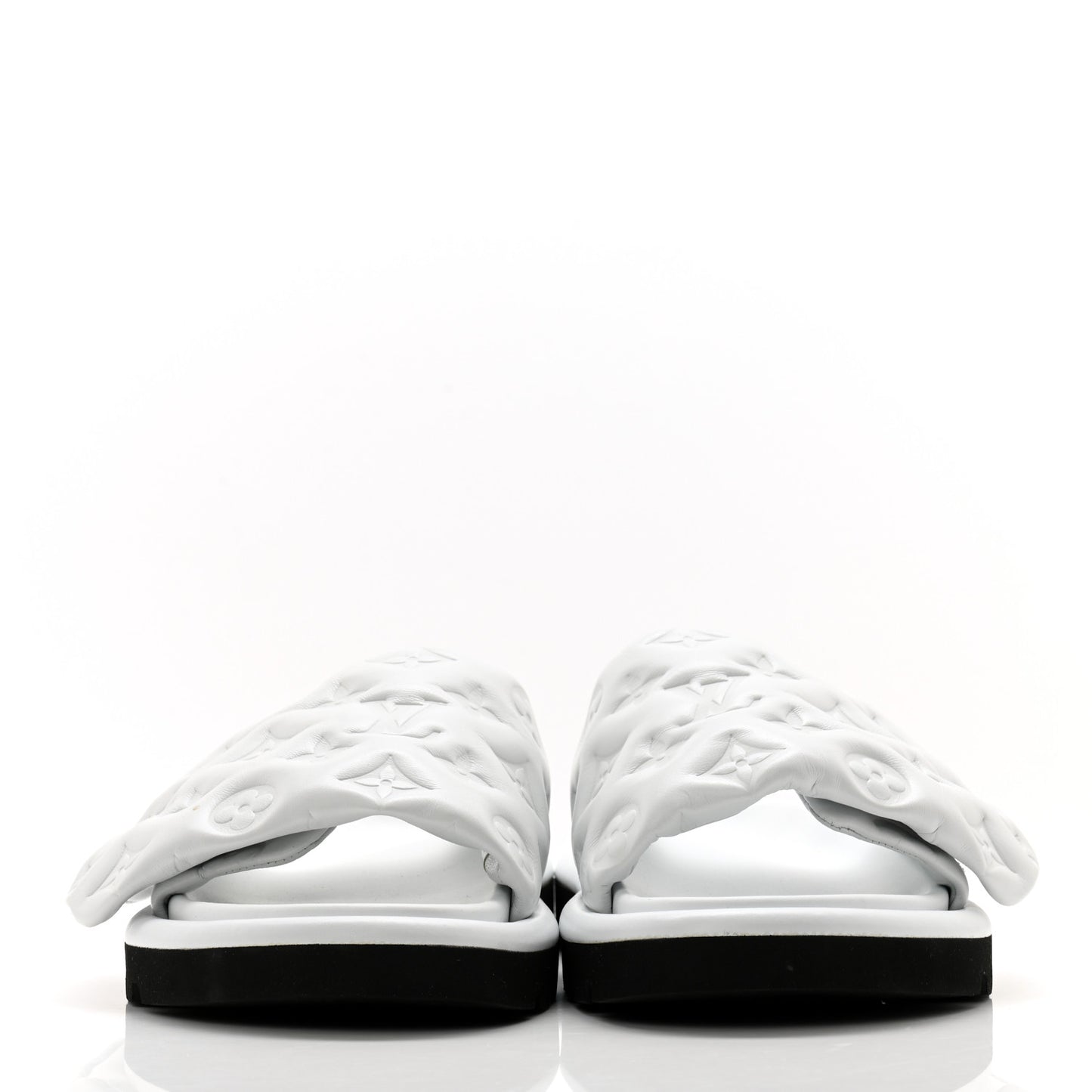 Lambskin Embossed Monogram Pool Pillow Flat Comfort Mule 36 White