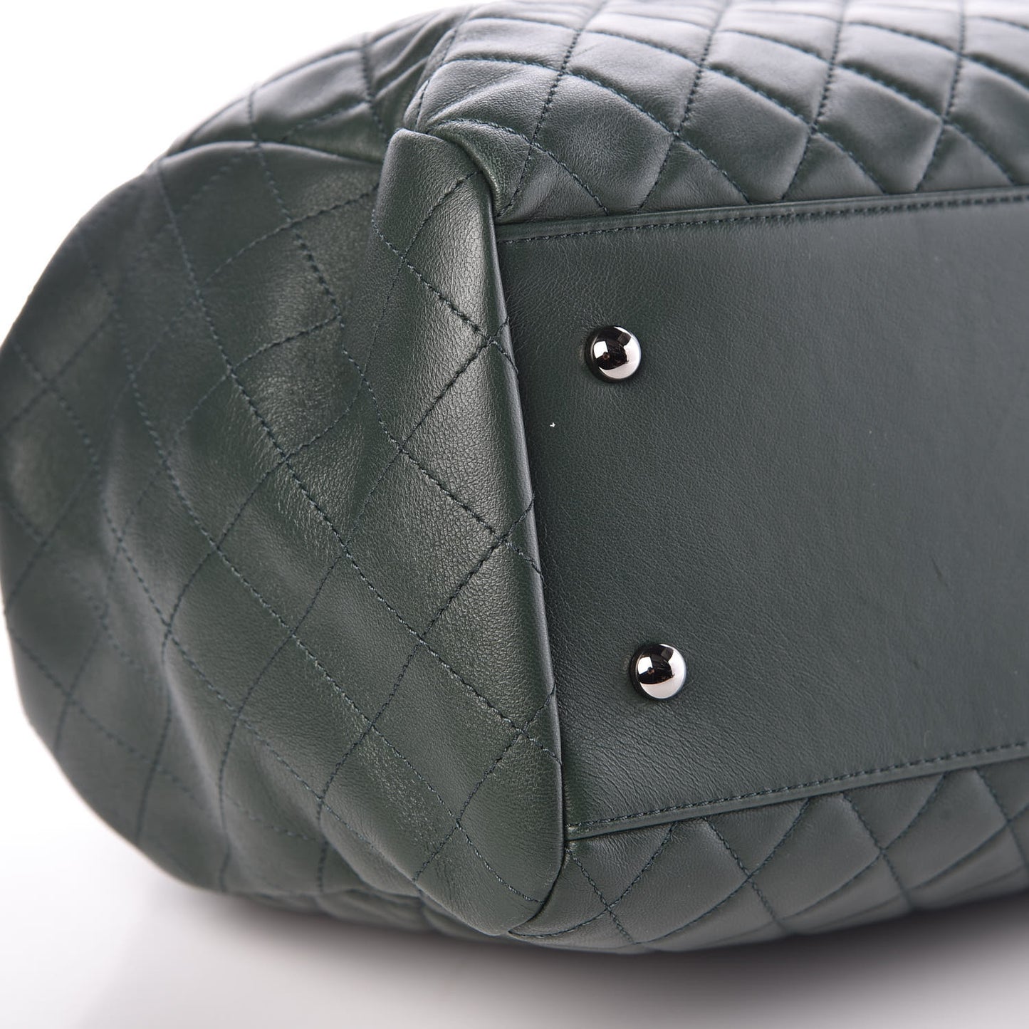 Lambskin Quilted Large Drawstring Shoulder Bag Green