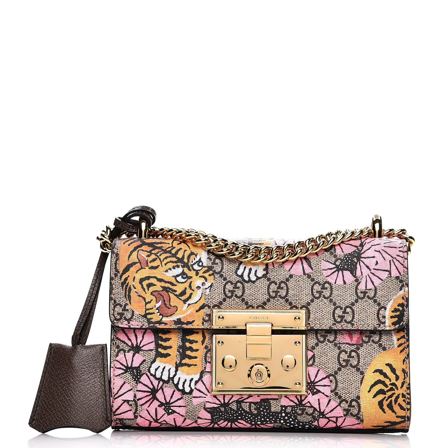 GG Supreme Monogram Bengal Small Padlock Shoulder Bag Beige Pink