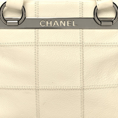 Chanel Caviar Square Stitched Bowler White 8 of 16