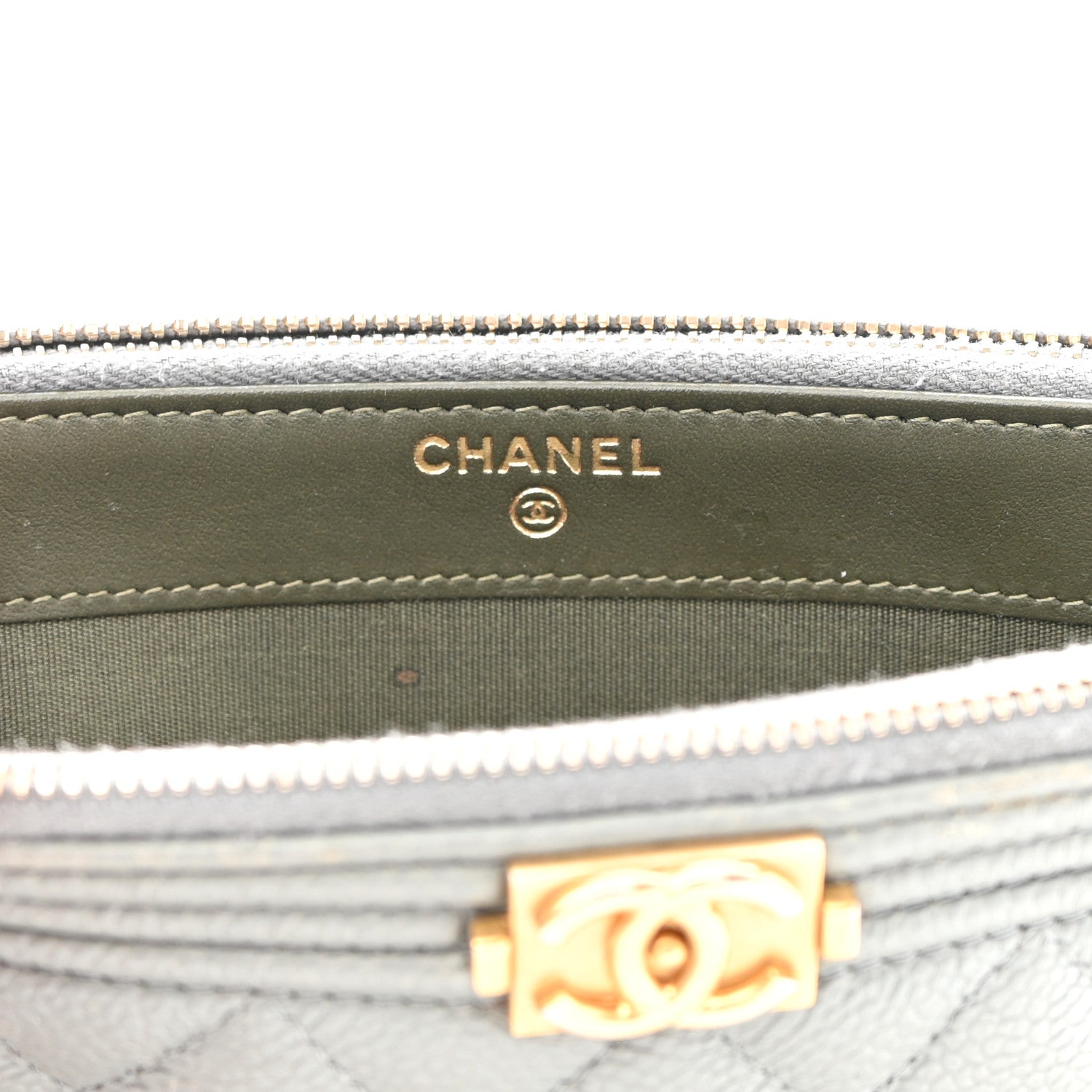 Chanel Caviar Quilted Small Boy Clutch With Chain Grey 8 of 18
