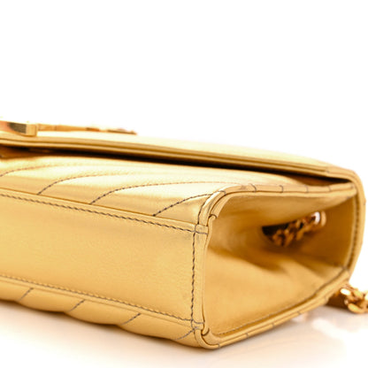 Saint Laurent Metallic Calfskin Matelasse Chevron Small Monogram Chain Shoulder Bag Gold 10 of 10