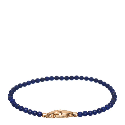 David Yurman 18K Yellow Gold Lapis Lazuli 4mm Spiritual Beads Bracelet 3 of 5