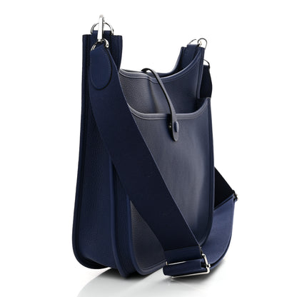 Hermes Taurillon Clemence Evelyne III PM Bleu Saphir 3 of 11