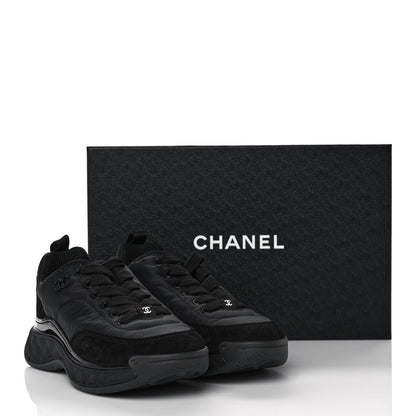 Chanel Nylon Suede Calfskin CC Sneakers 36 Black 9 of 9