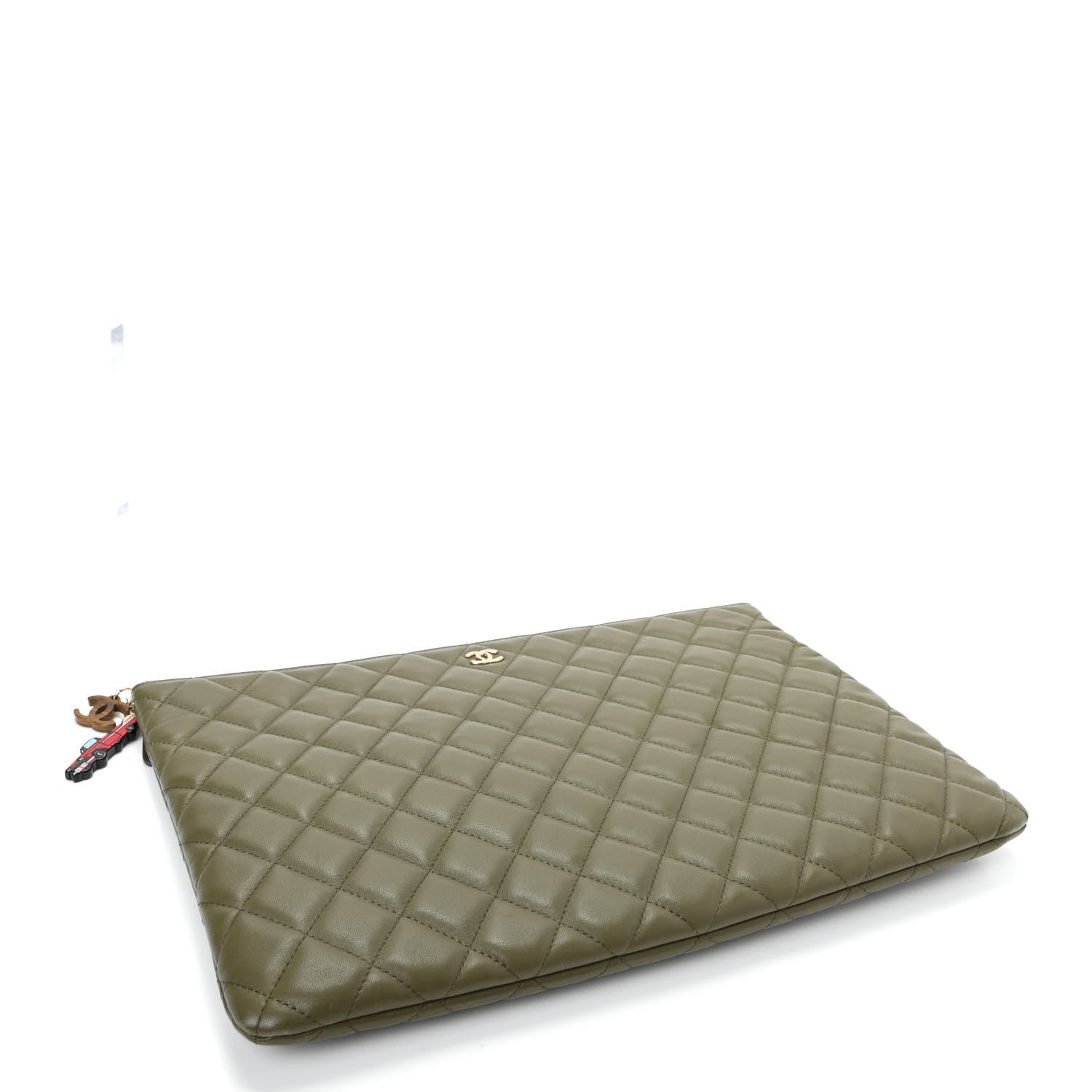 Chanel Lambskin Quilted Medium Cuba Cosmetic Case Khaki 4 of 8