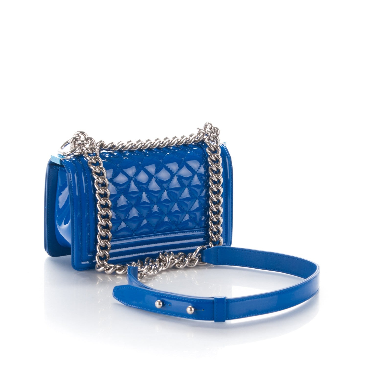 Chanel Patent Calfskin Small Boy Flap Plexiglass Bright Blue 4 of 8