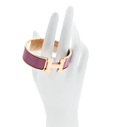 Hermes Enamel Wide Clic Clac H Bracelet GM Rose Velours 2 of 4