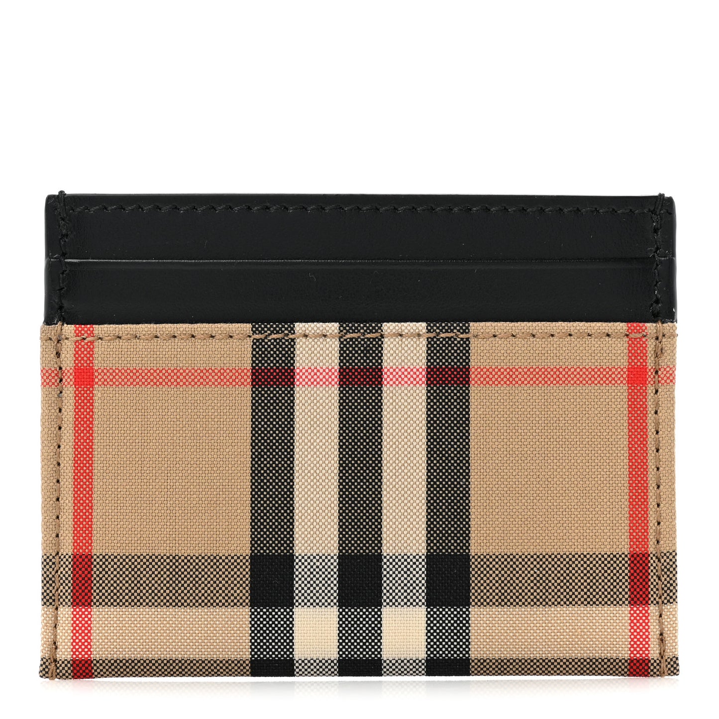 Smooth Calfskin Vintage Check Sandon Card Case Black