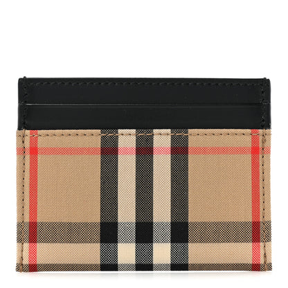 Burberry Smooth Calfskin Vintage Check Sandon Card Case Black 1 of 7