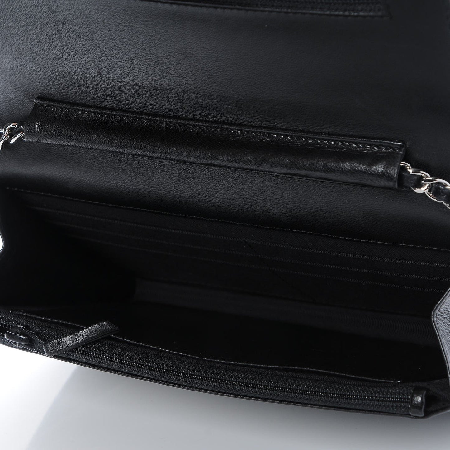 Lambskin Quilted Wallet On Chain WOC Black