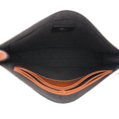Fendi Glazed Fabric Vitello King FF 1974 Diagonal Flat Pouch Tobacco Moro Cuoio 5 of 7