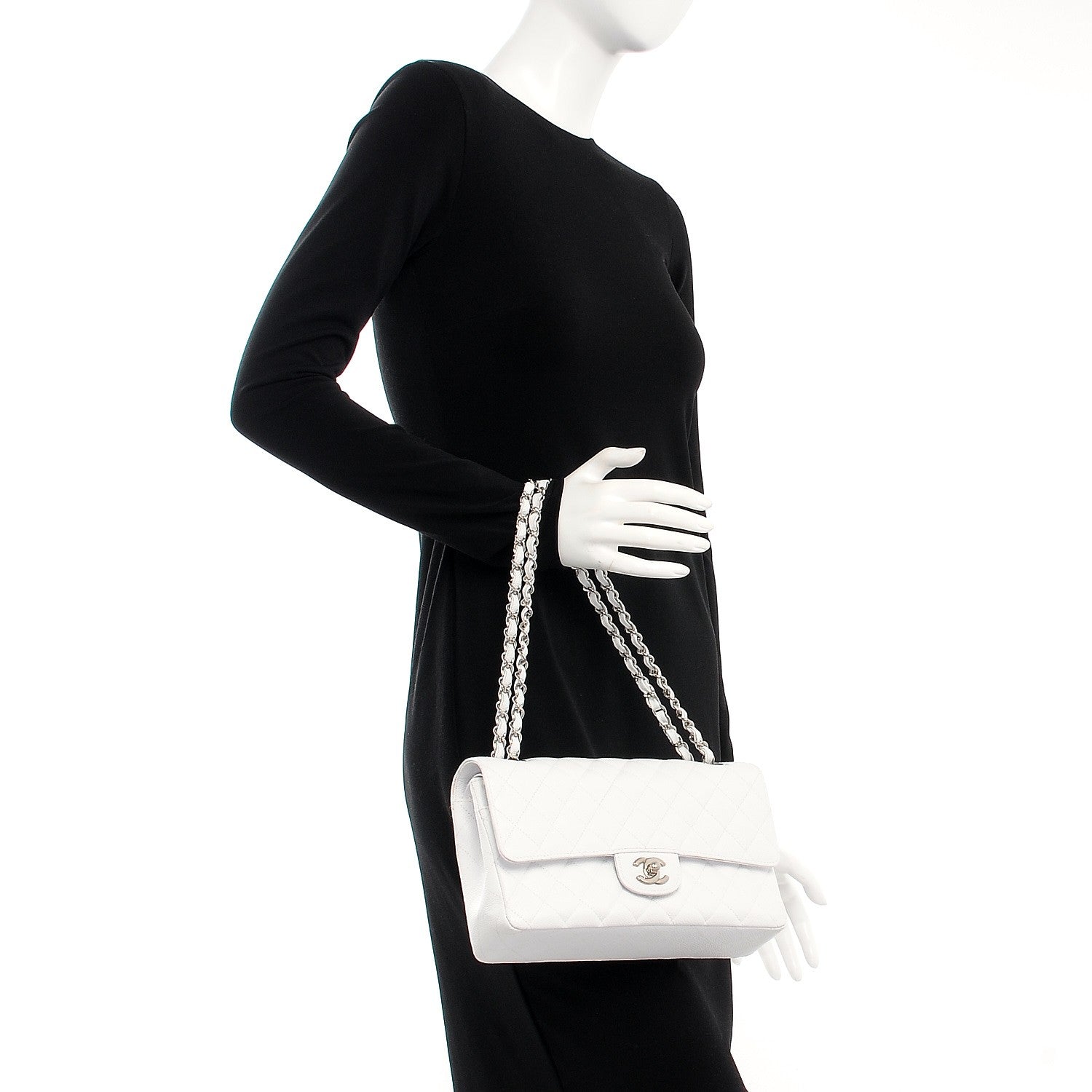Chanel Caviar Quilted Medium Double Flap White 2 of 12