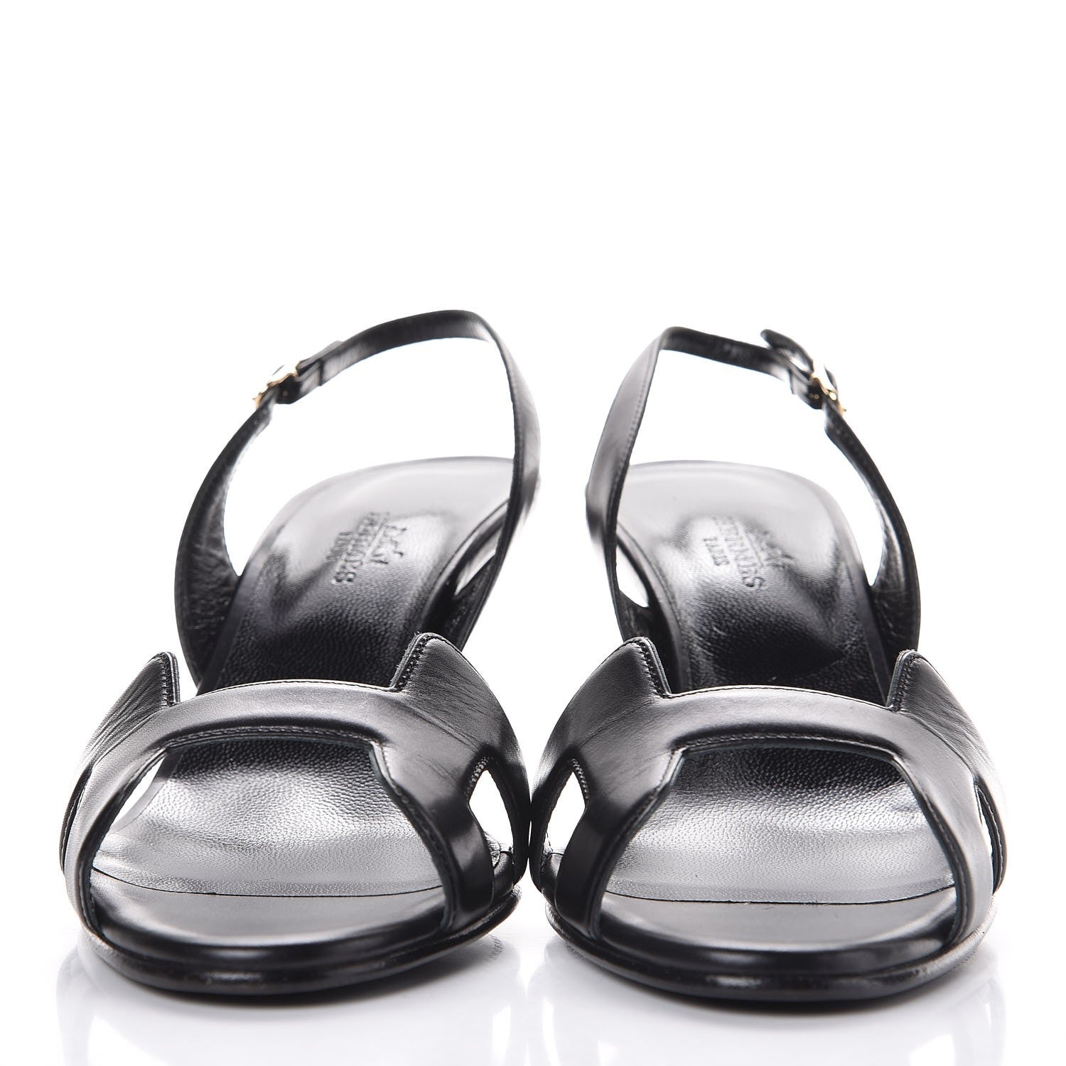 Hermes Calfskin Night 70 Slingback Sandals 38.5 Black 2 of 8