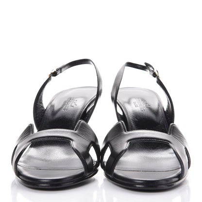Hermes Calfskin Night 70 Slingback Sandals 38.5 Black 2 of 8