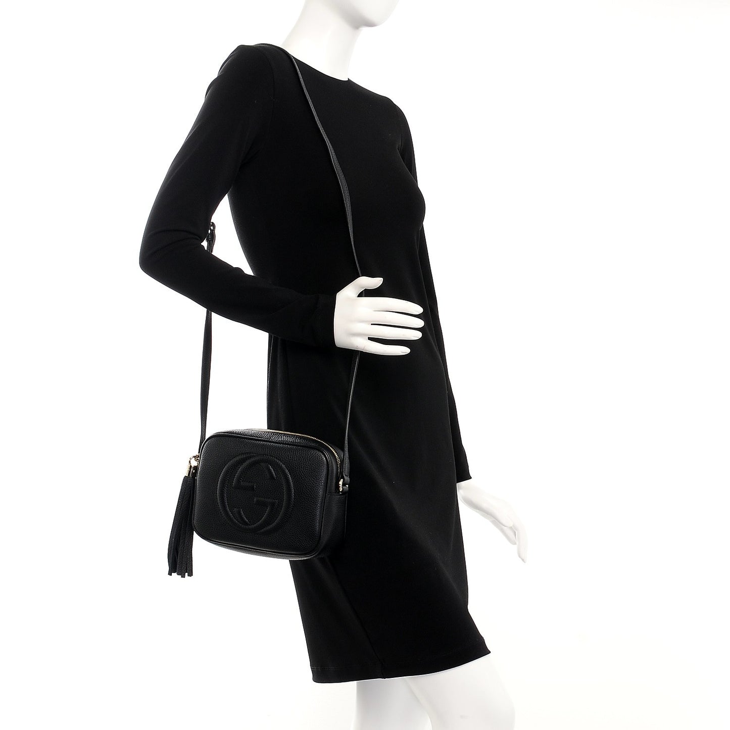 Pebbled Calfskin Small Soho Disco Bag Black